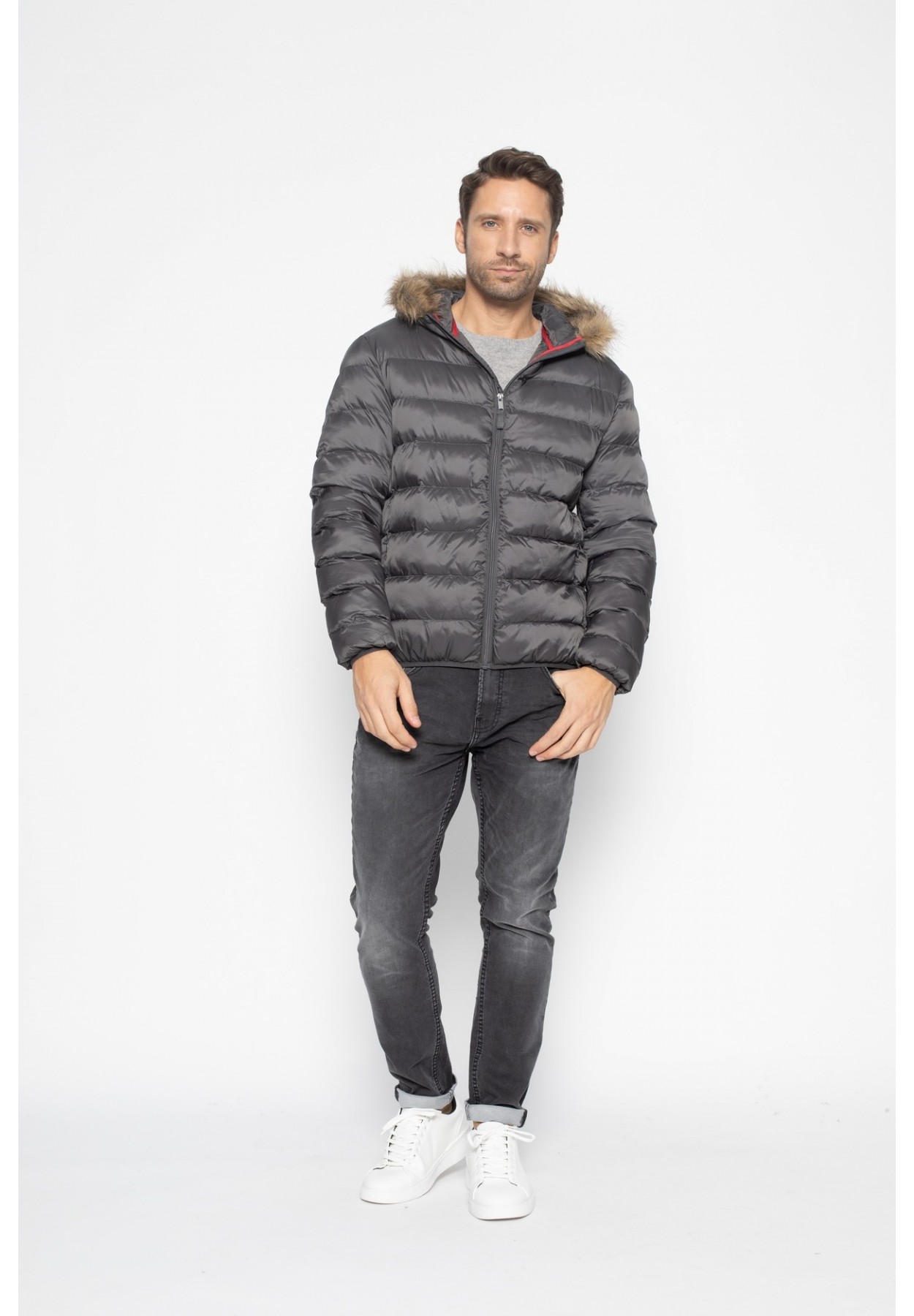 Veste D-Stiag Matelassée Gris Foncé, Taille 38, Style Parka Doudoune - Occasion En Très Bon état